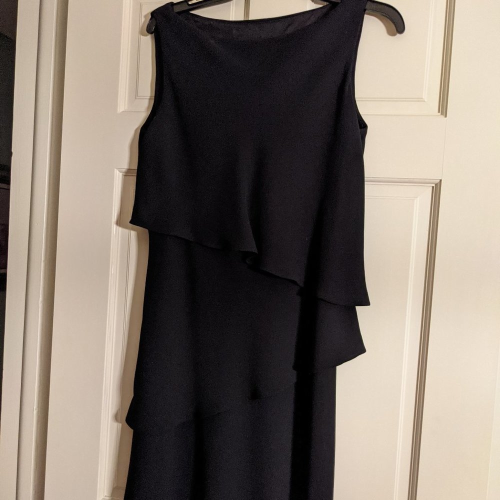 Black sleeveless semi-formal dress